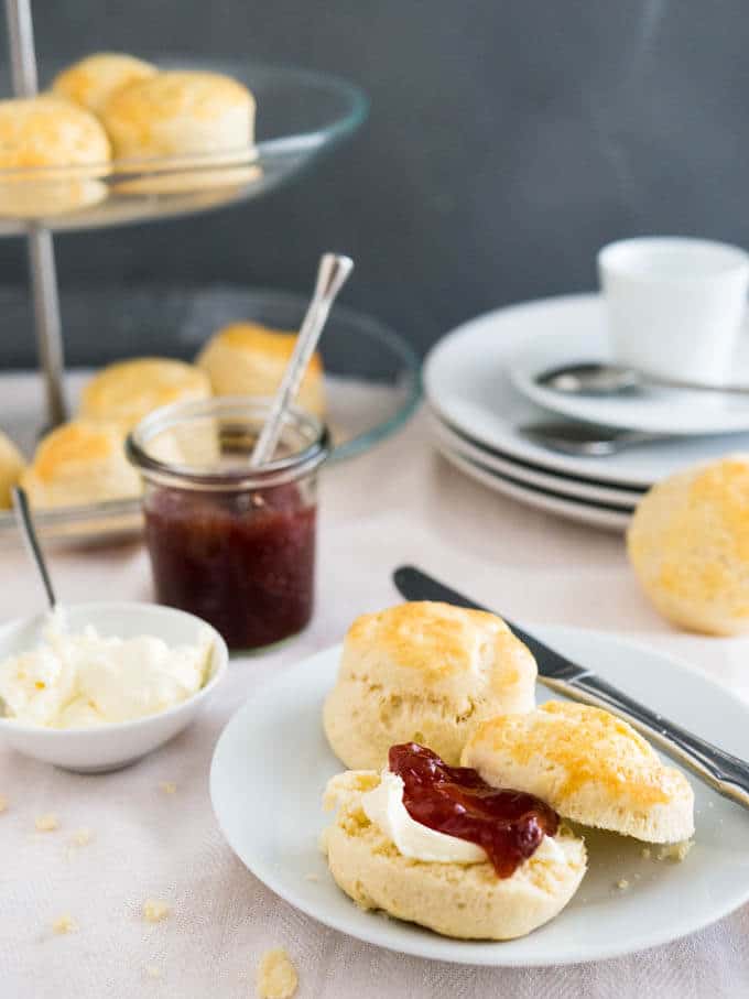 Easy English Scones Recipe with Jam &amp; Clotted Cream