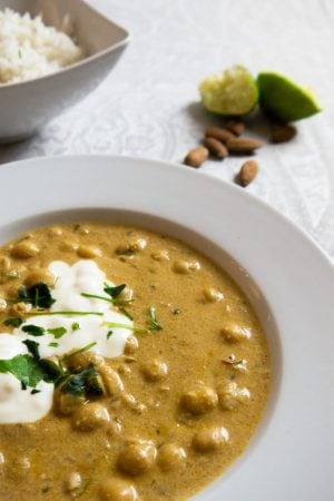 Coconut Chickpea Curry with Lime Rice - An easy and flavorful recipe which is ready in 15 min