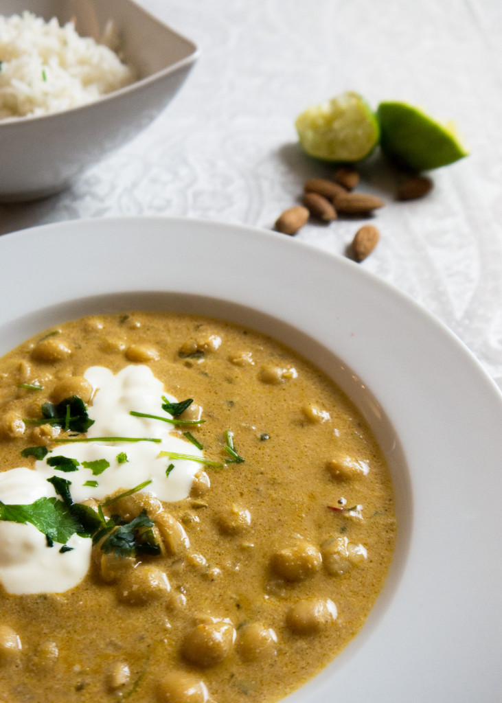 Coconut Chickpea Curry with Lime Rice - An easy and flavorful recipe which is ready in 15 min