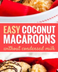These Coconut Macaroons are chewy and moist on the inside and crispy on the outside! Made with lemon zest and without sweetened condensed milk, these sweet and easy coconut cookies are going to be everyone's favorite treat this holiday season.