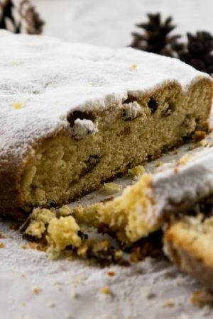 Delicious German Stollen - filled with nuts and dried fruits.