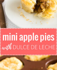 Mini Apple Pies with Dulce de Leche - you only need 4 ingredients to make these perfect bites! The gooey, flavorful filling makes these toffee apple pies a family favorite.