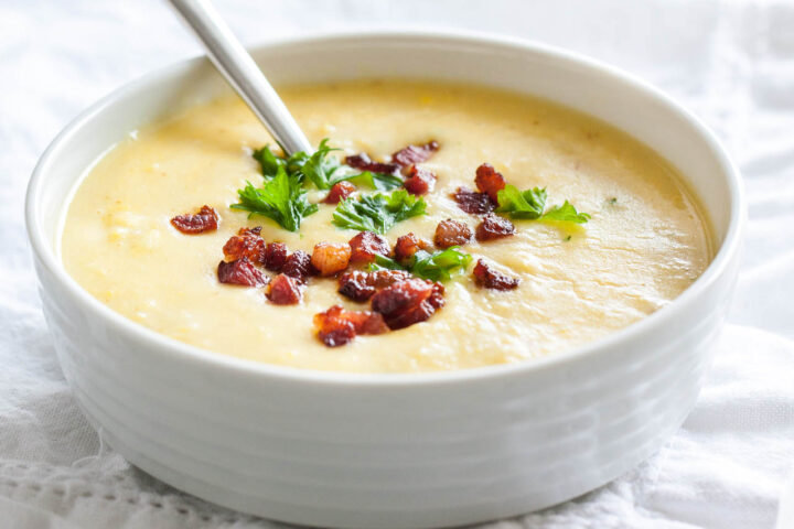 Easy Potato Bacon Soup with Corn {Less than 30 Minutes}