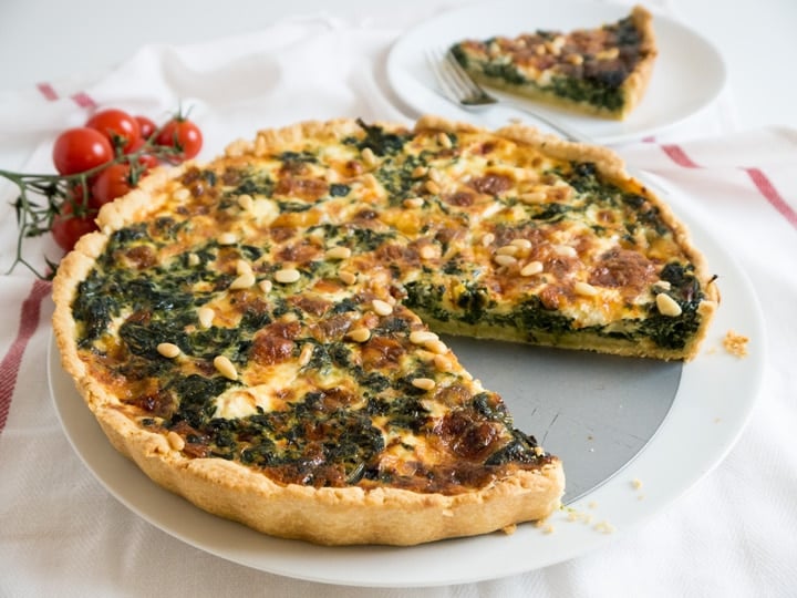 My Spinach Quiche with Cheese and Pine Nuts is easy to make and perfect for brunch and parties! It also makes a perfect dinner.