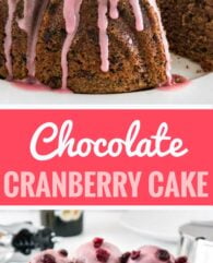 Chocolate Cranberry Cake is so moist, tender, and studded with chocolate and cranberries! A perfect cake for the holiday season that is super flavorful because of a secret ingredient. You have to give it a try!