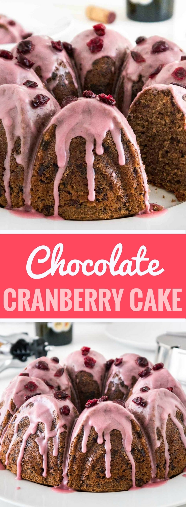 Chocolate Cranberry Cake is so moist, tender, and studded with chocolate and cranberries! A perfect cake for the holiday season that is super flavorful because of a secret ingredient. You have to give it a try!