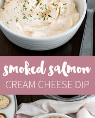 This Smoked Salmon Dip Recipe is packed with flavors and super easy to make. Spread it on your favorite bread or serve as an appetizer with veggies and crackers. We make this dip at least once a week because we love it so much!