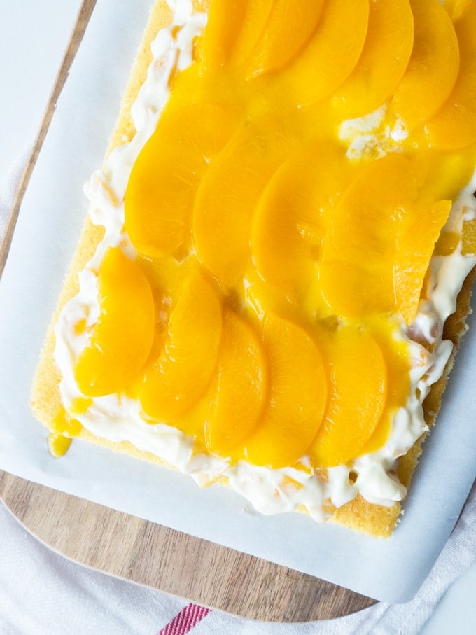 This Easy Canned Peach Dessert is so refreshing and perfect to make in advance! Serve it as a Dessert in a glass or as a cake.
