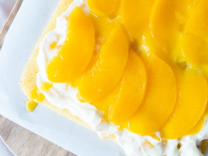 This Easy Canned Peach Dessert is so refreshing and perfect to make in advance! Serve it as a Dessert in a glass or as a cake.