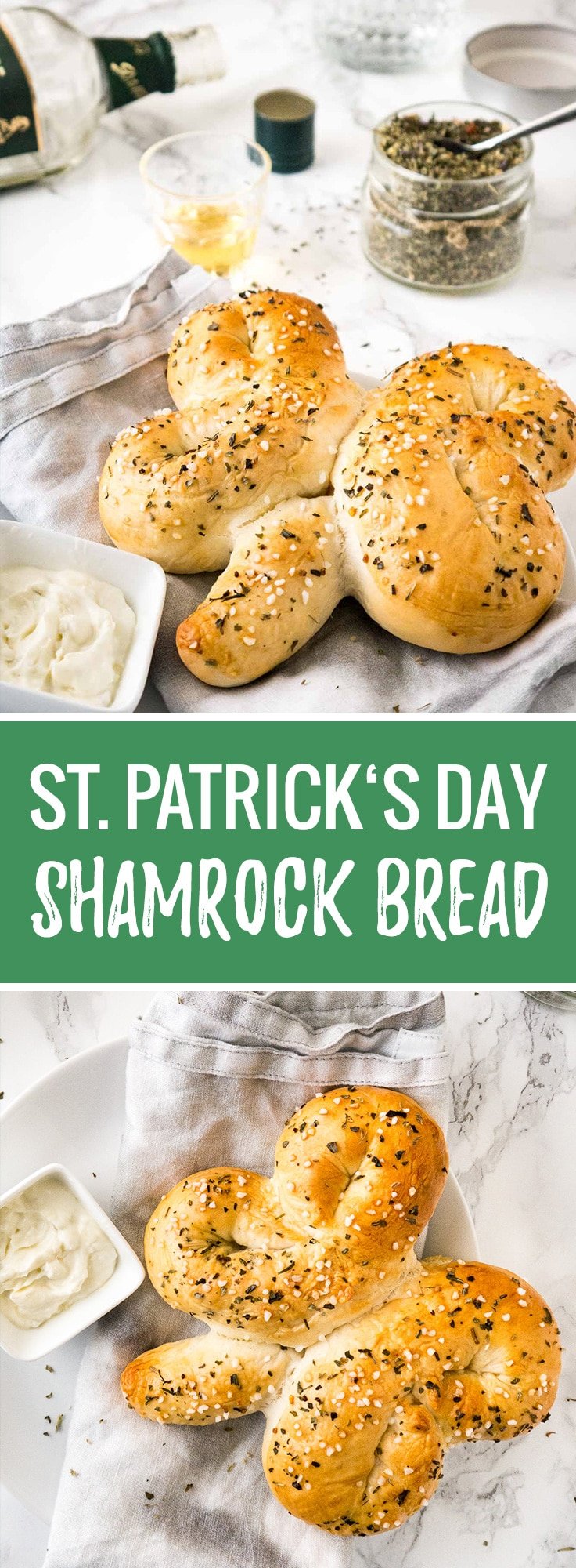 This Shamrock Bread is so easy to make and super delicious! A perfect snack for your St. Patrick's Day party that goes perfectly with a pint of Guinness.