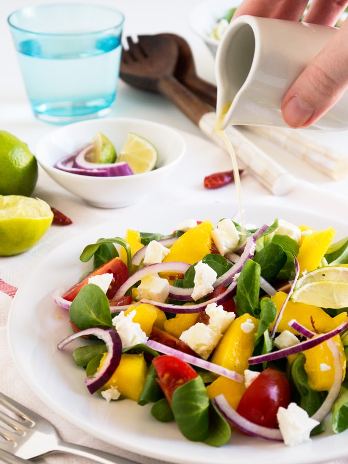 Spicy Mango Feta Mache Salad Plated Cravings