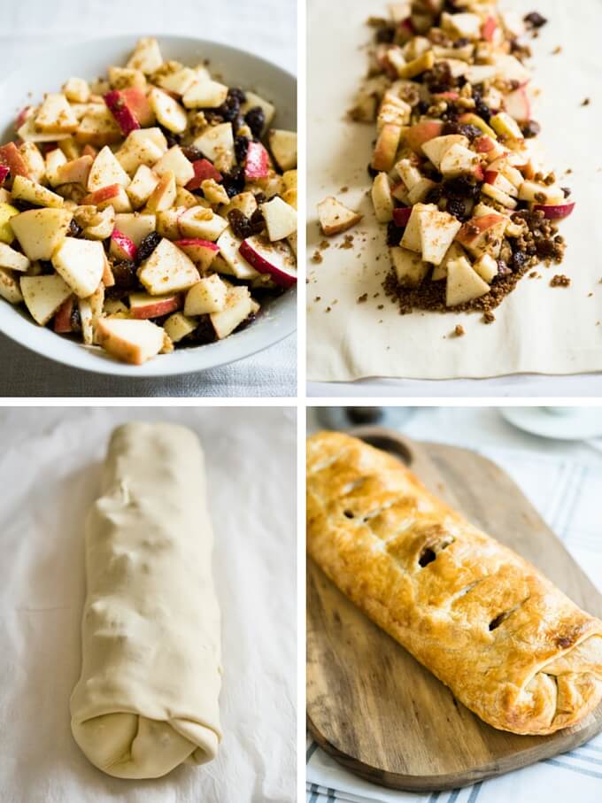 This Puff Pastry Walnut Apple Strudel is made with a Walnut Raisin Apple filling and doesn't get a soggy bottom because of my secret ingredient!