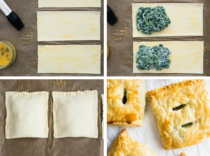 Spinach & Ricotta Puff Pastry Parcels - perfect little snacks that can be made in advance!