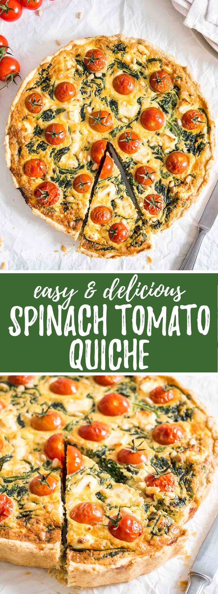 Spinach Quiche with Tomatoes and Cheese | Plated Cravings