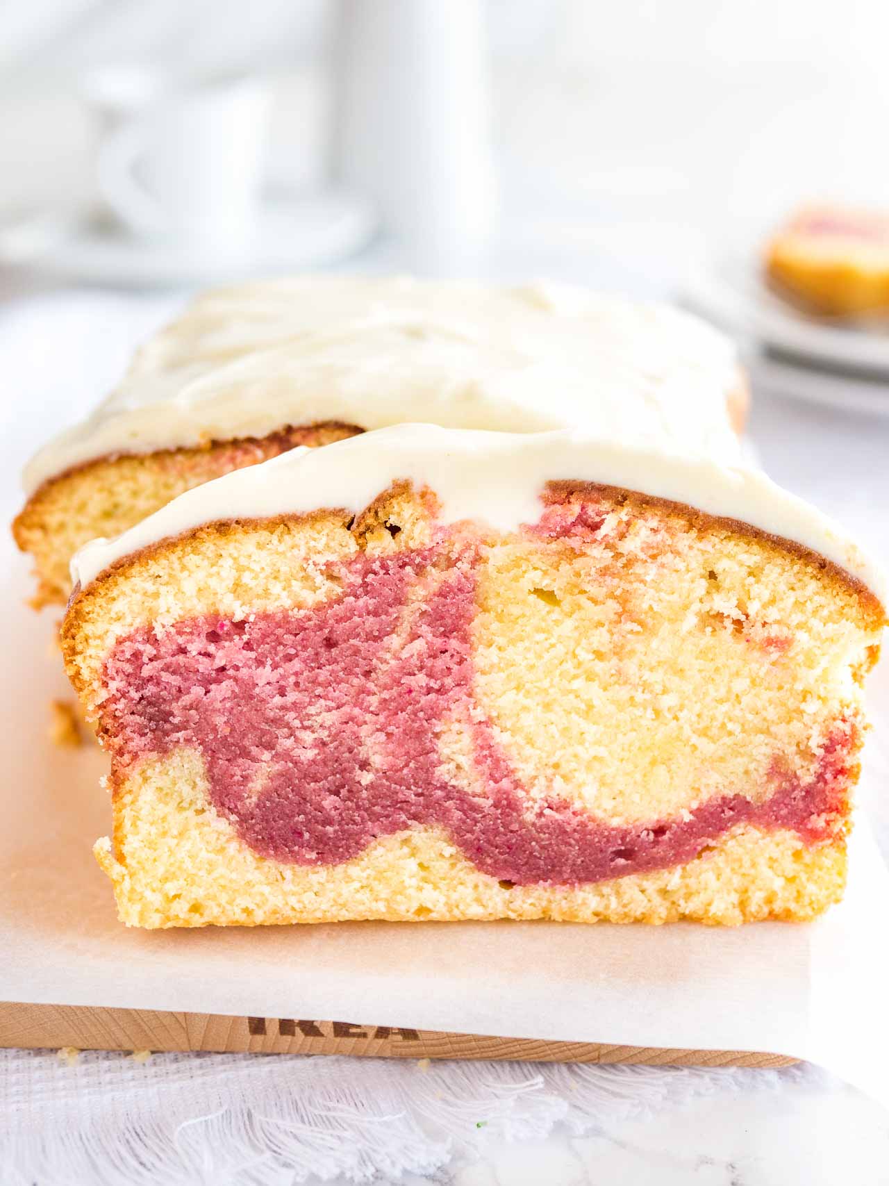 Peek-a-Boo Pound Cake with Raspberry Cream Cheese Frosting
