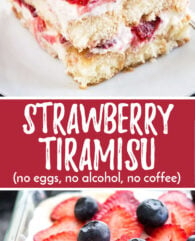 Strawberry Tiramisu is the perfect no-bake summer dessert made with fresh strawberries, ladyfingers, and mascarpone!