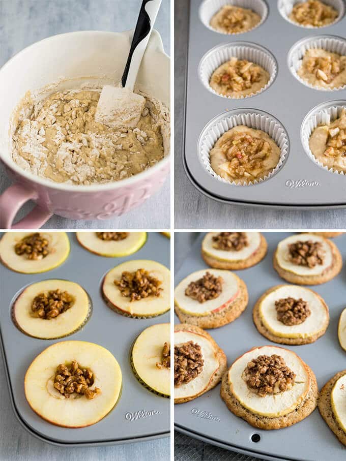 Apple Cinnamon Muffins are made with brown butter and topped with caramelized walnuts! They have a secret filling which makes them extra moist and delicious. 