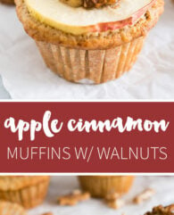 Apple Cinnamon Muffins are made with brown butter and topped with caramelized walnuts! They have a secret filling which makes them extra moist and delicious.