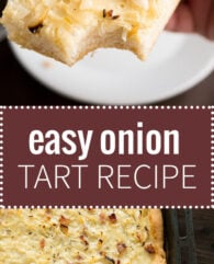 This Onion Tart is made with bacon and a really big amount of onions! It tastes best lukewarm with a glass of wine or some freshly squeezed grape juice. A perfect fall appetizer or snack!