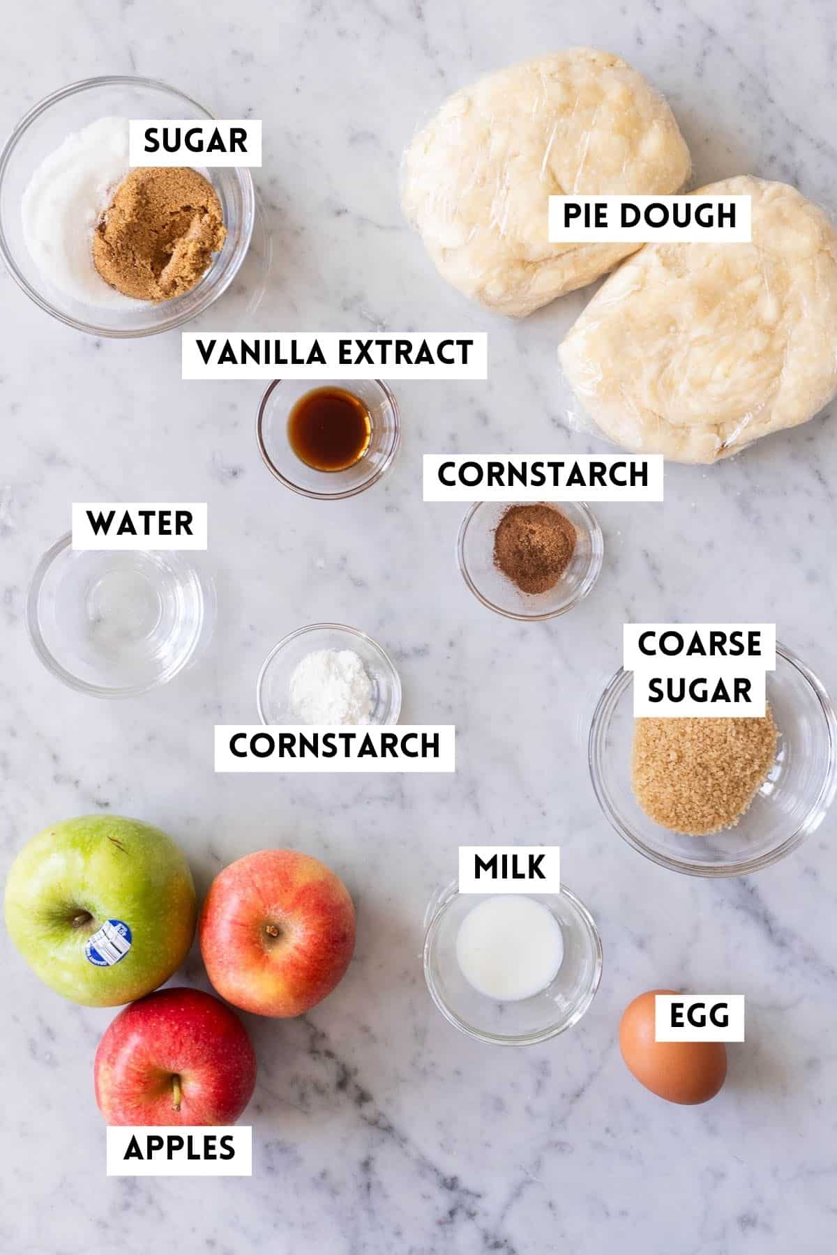 Ingredients for making mini Apple Pies.