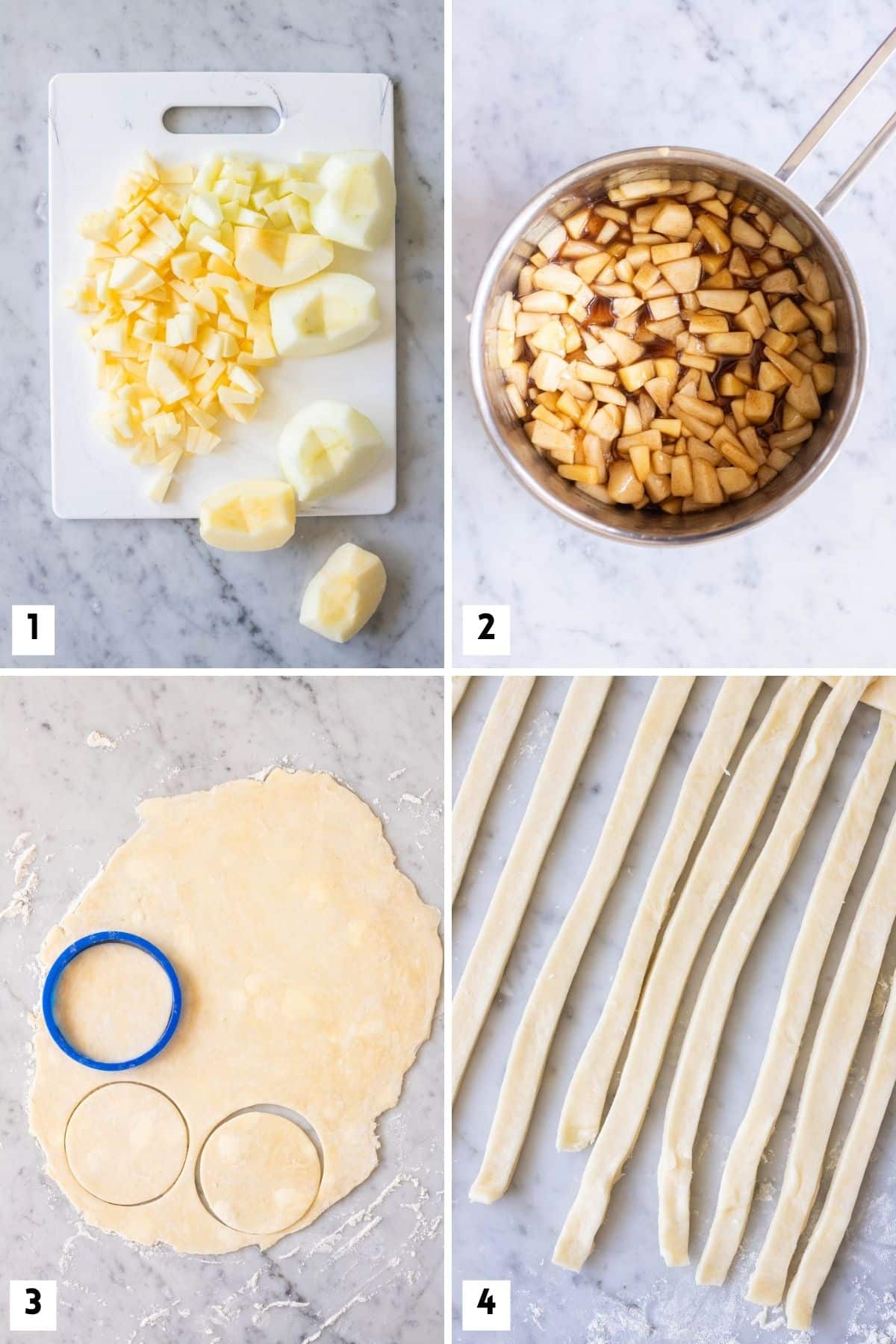 Steps for making mini apple pies.