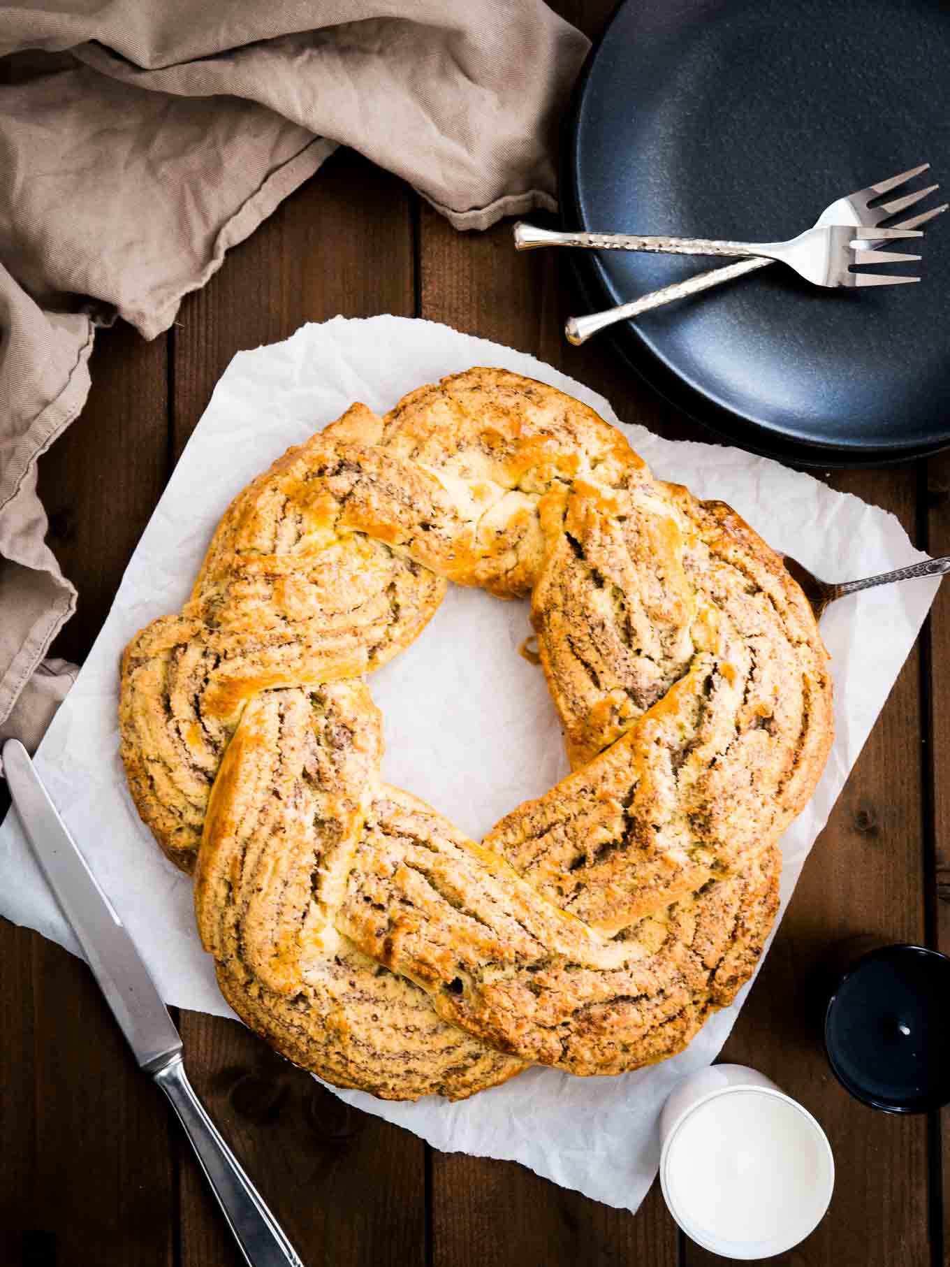 This easy Nut Roll recipe is my husband's grandma's which she makes at every special occasion! It's made without yeast and filled with ground hazelnuts. A perfect Holiday breakfast or dessert!