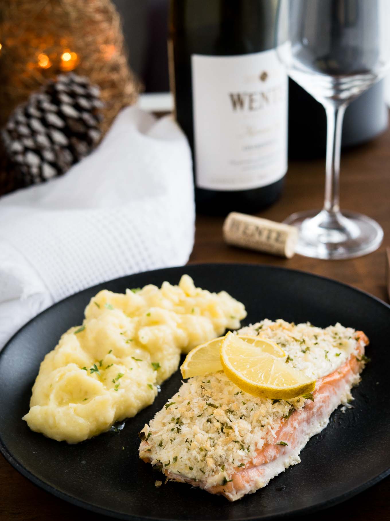This Horseradish Parmesan crusted Salmon is baked in the oven and only takes 20 minutes to make. A dinner fancy enough for guests but also easy enough for weeknights!