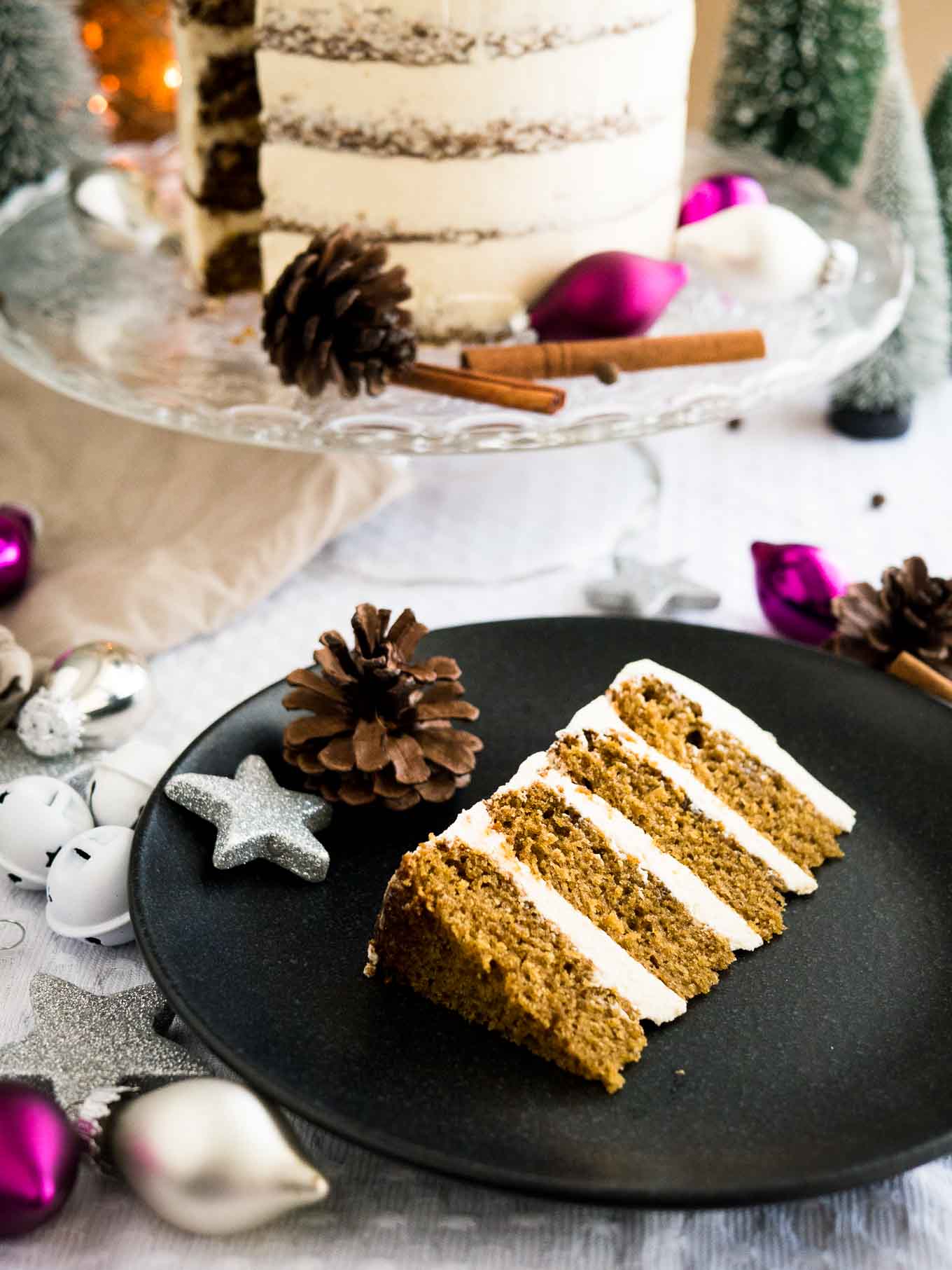 This Gingerbread Cake recipe is perfect for the holidays! A spicy and sweet ginger cake with a delicious Baileys cream cheese frosting.