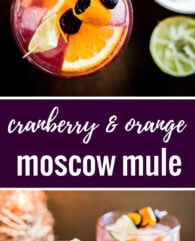 This Orange Cranberry Moscow Mule is the perfect holiday drink! A festive spin on a traditional cocktail made with cranberry juice, fresh oranges, and lime.