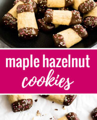 These Maple Hazelnut Cookies are so easy to make! Ground hazelnuts and maple syrup make these cute log cookies extra flavorful.