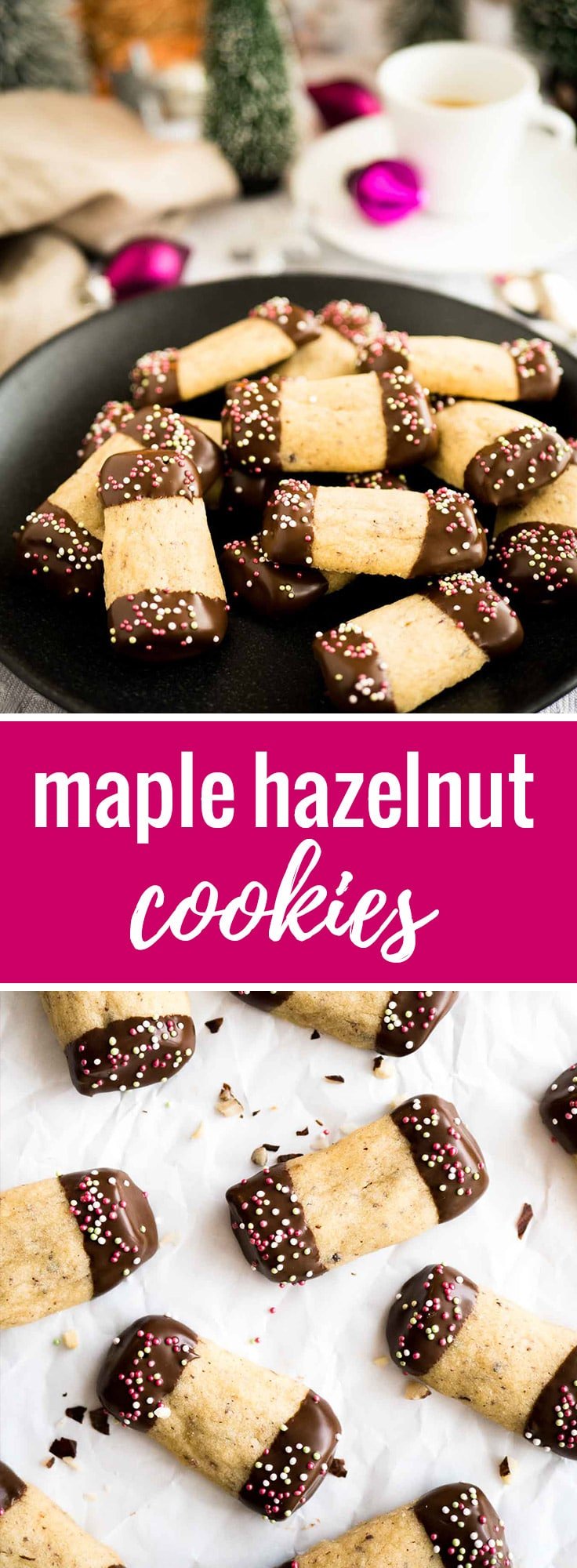 These Maple Hazelnut Cookies are so easy to make! Ground hazelnuts and maple syrup make these cute log cookies extra flavorful.