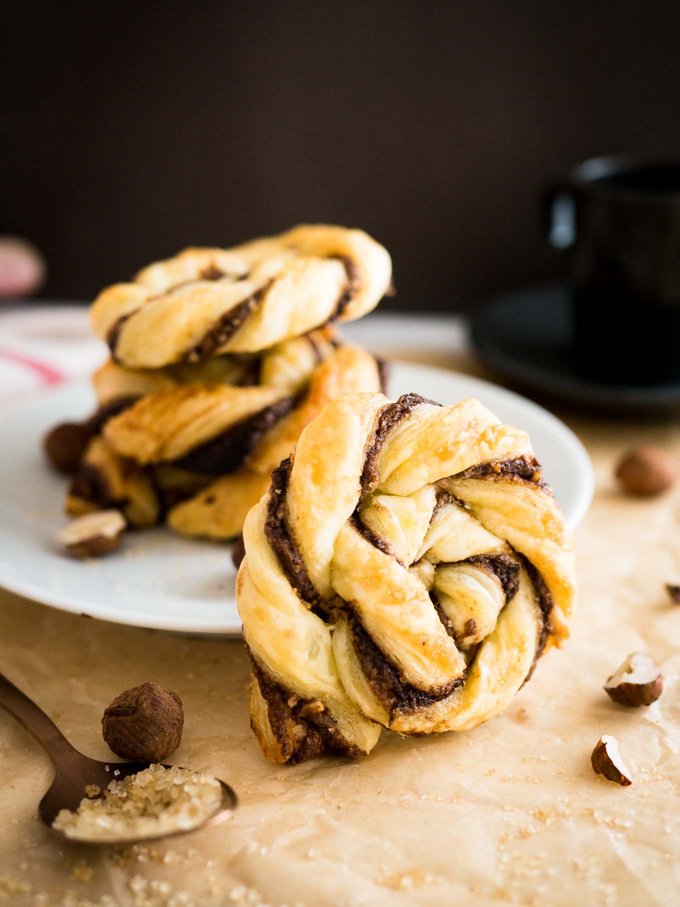 These Twisted Nutella Danish pastries are buttery, flaky, and filled with Nutella! Easy enough to whip up on a weeknight, yet special enough for a party.