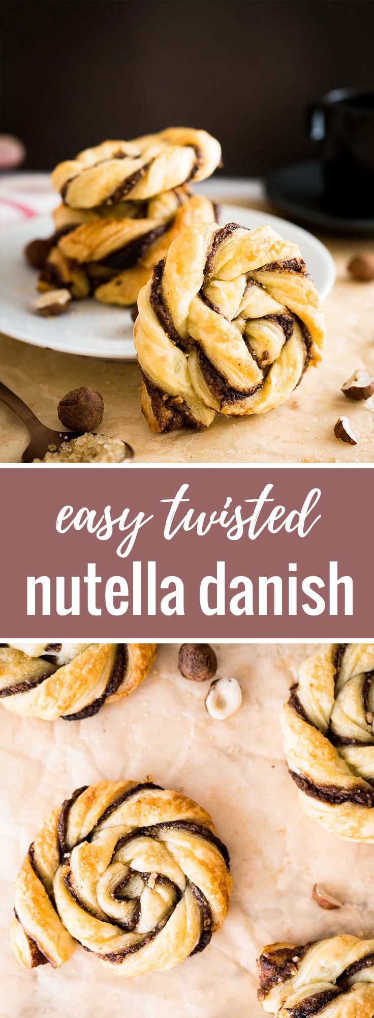 Nutella Danish | Danish pastry | Nutella pastry | Puff Pastry | Easy Puff Pastry Dessert | Hazelnuts | Brunch | Breakfast pastries | 30-minute dessert