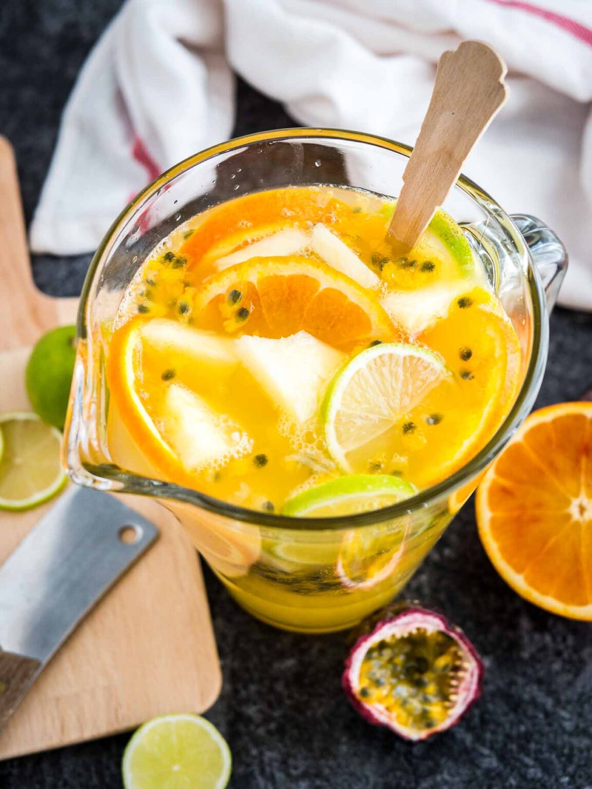White Wine Sangria Recipe with Tropical Fruits Plated Cravings