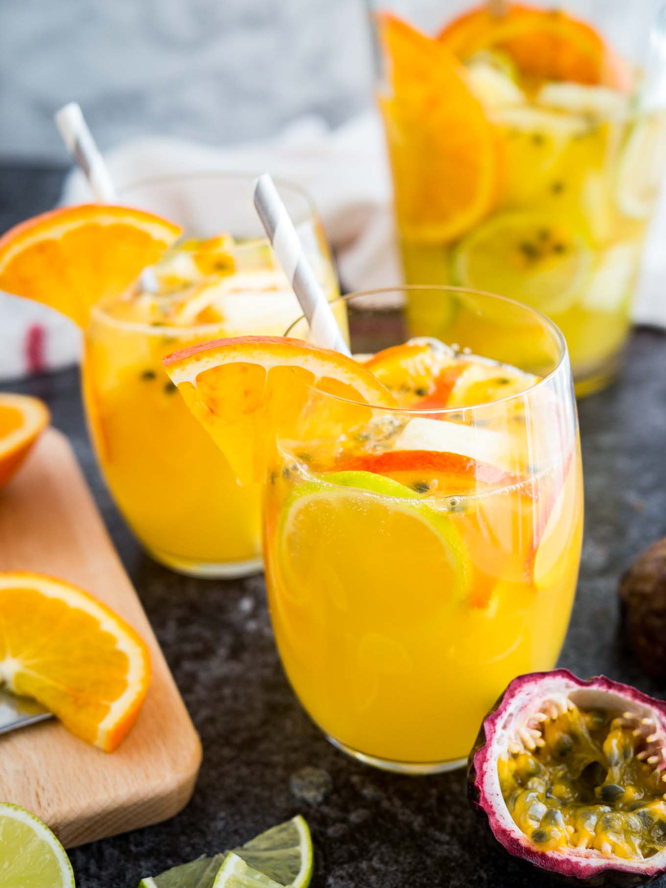 Tropical White Wine Sangria Recipe with Passion Fruit and Pineapple