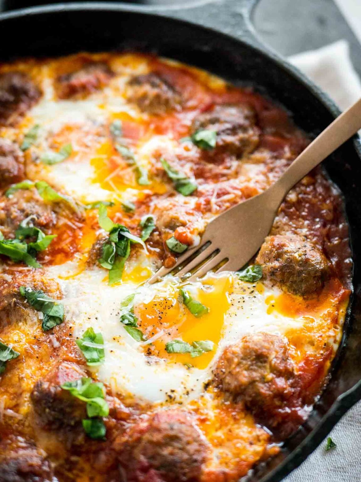 Italian Baked Eggs and Meatballs Plated Cravings