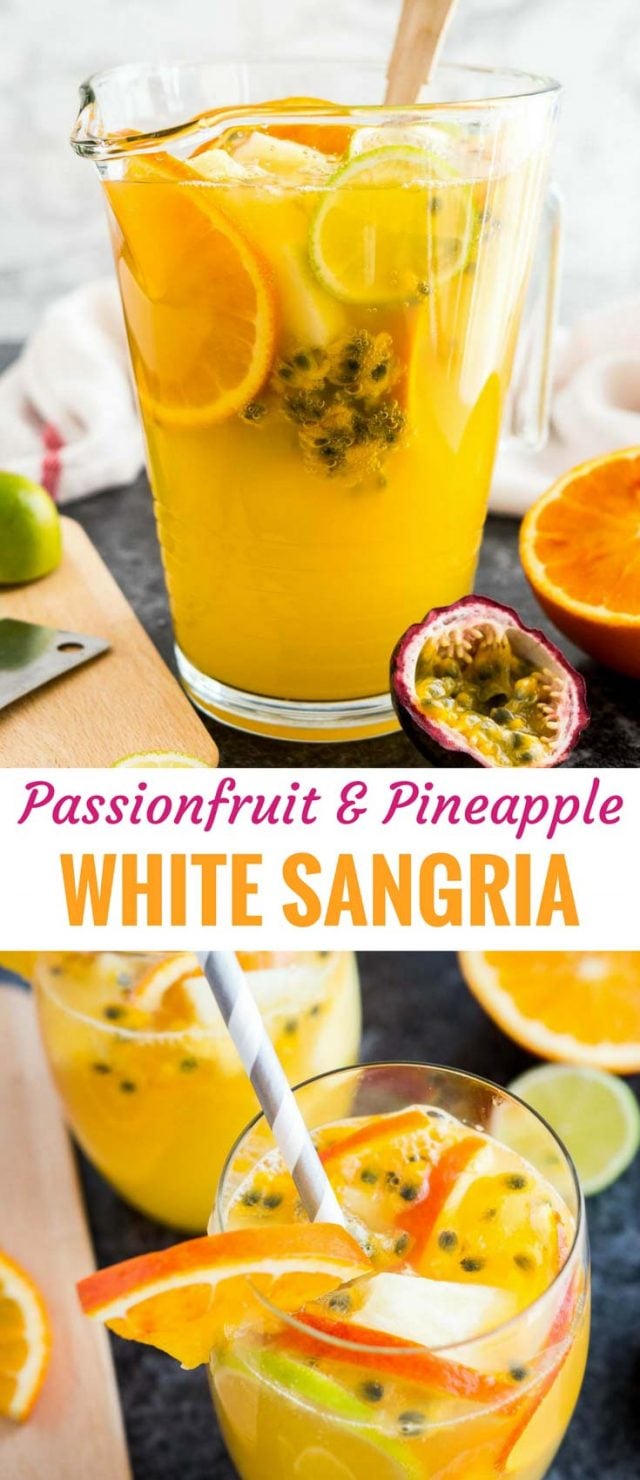 White Wine Sangria Recipe with Tropical Fruits | Plated Cravings