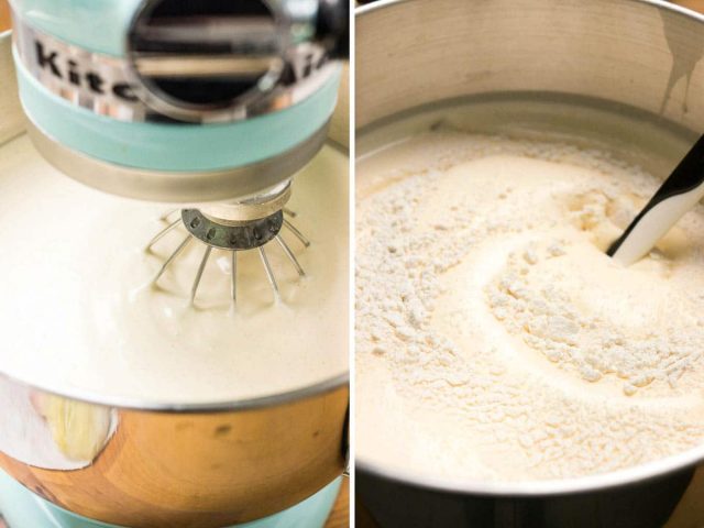 How to make the biscuit batter for the strawberry cake collage.