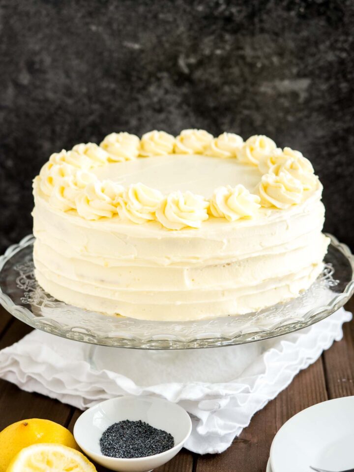 Lemon Poppy Seed Cake Recipe with Lemon Curd Frosting