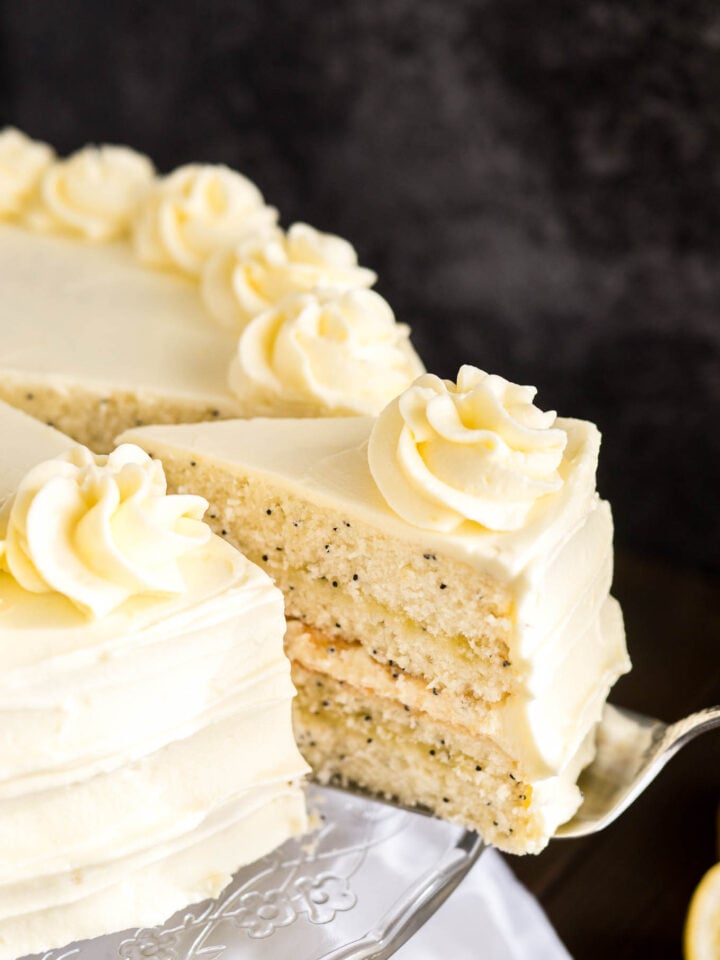 Lemon Poppy Seed Cake Recipe with Lemon Curd Frosting