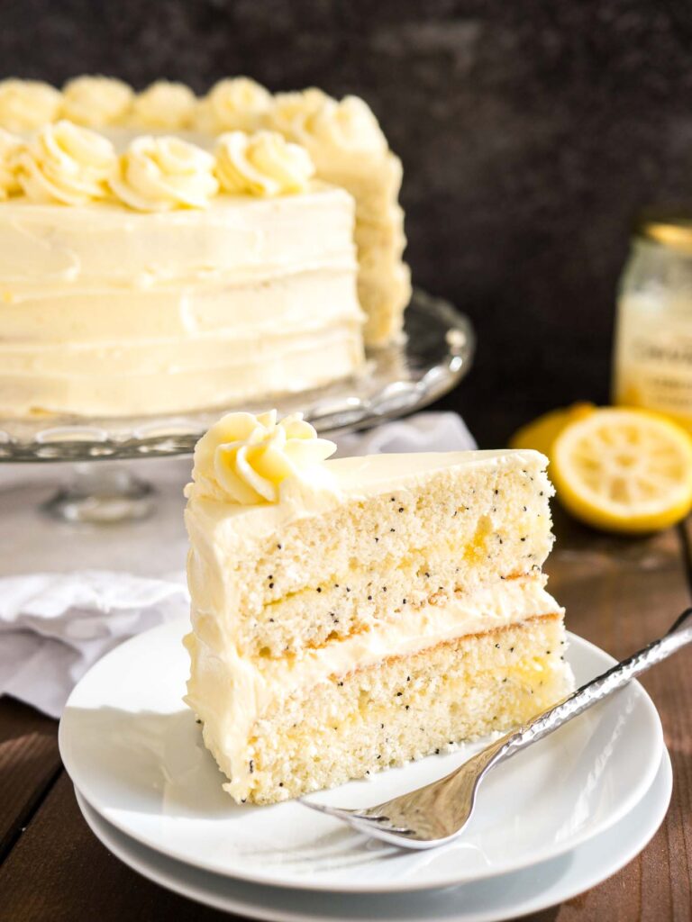 Lemon Poppy Seed Cake Recipe with Lemon Curd Frosting