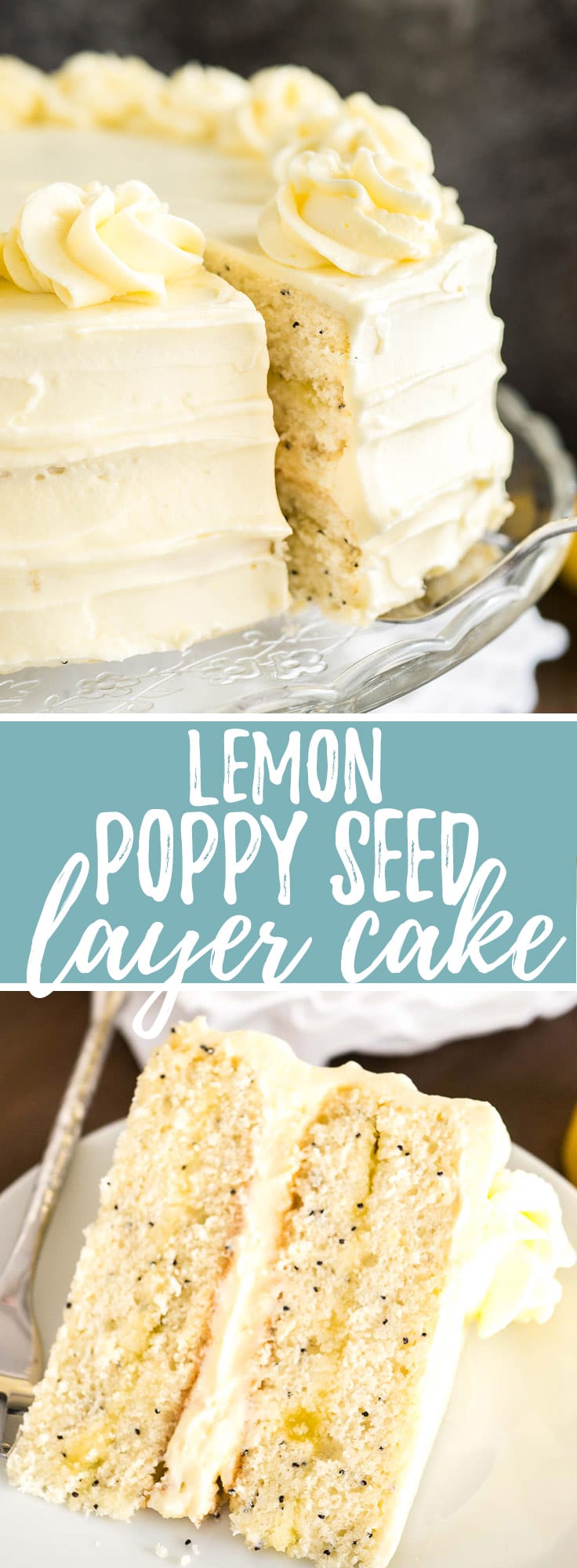 A dreamy Lemon Poppy Seed Cake that's laced with flecks of poppy seeds and topped with a lemon curd buttercream. This lemon layer cake is one of my favorite cakes for spring and summer!