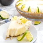 No Bake Key Lime Pie is a delicious, easy summer dessert made with only a few, simple ingredients! An easy-to-prep NO-BAKE lime cake recipe that is perfect for when you just CANNOT turn your oven on in the summertime.