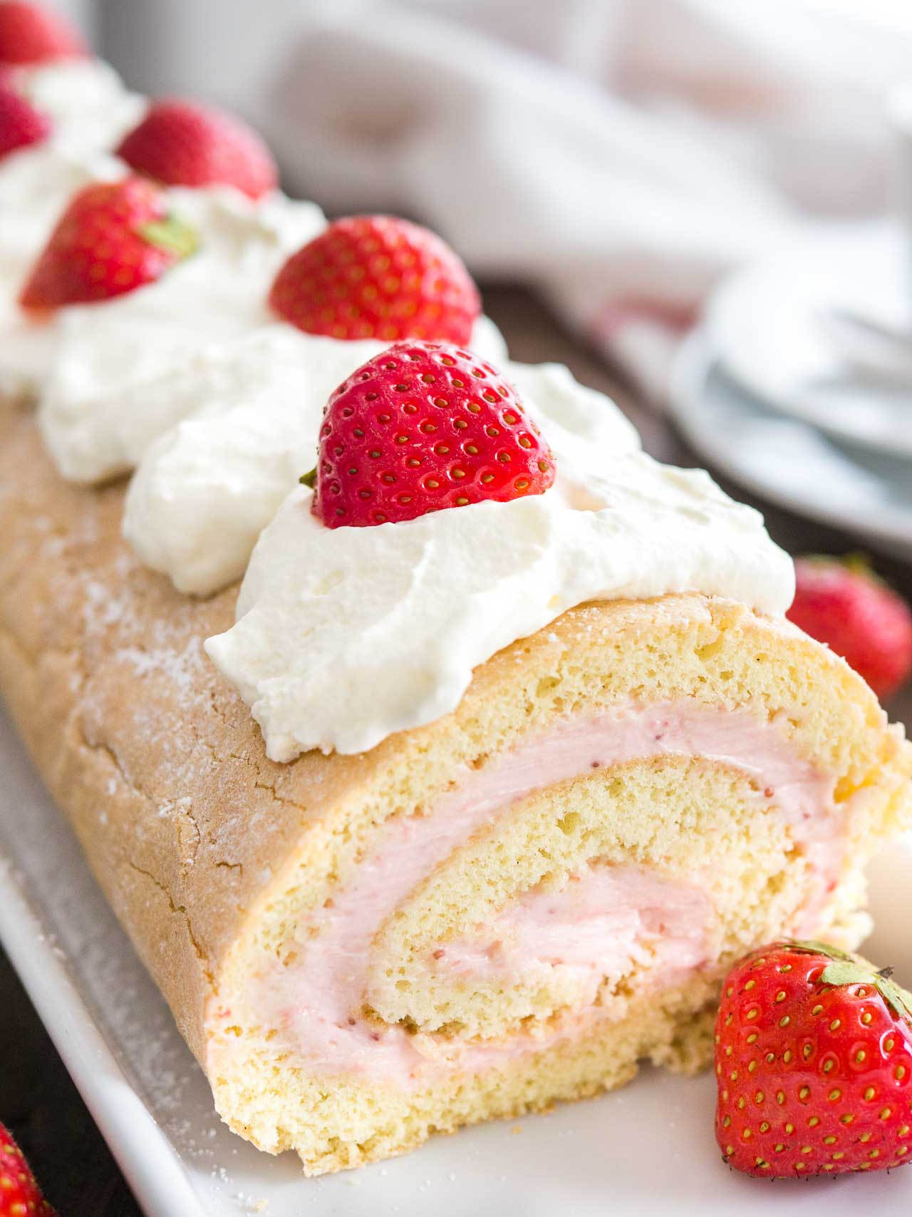 Strawberry Swiss Roll Cake Recipe | Plated Cravings