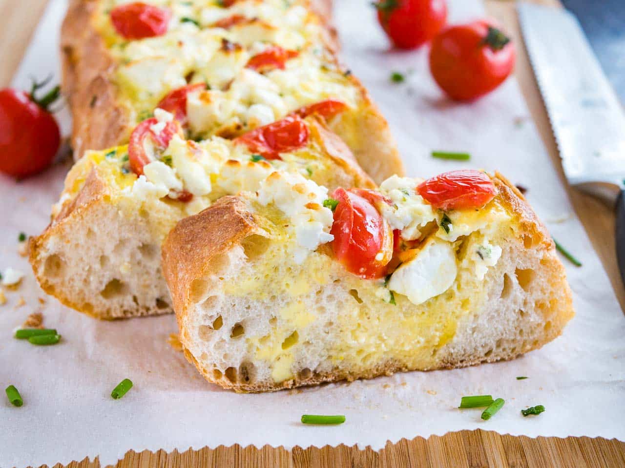 Tomato Feta Stuffed French Bread Plated Cravings