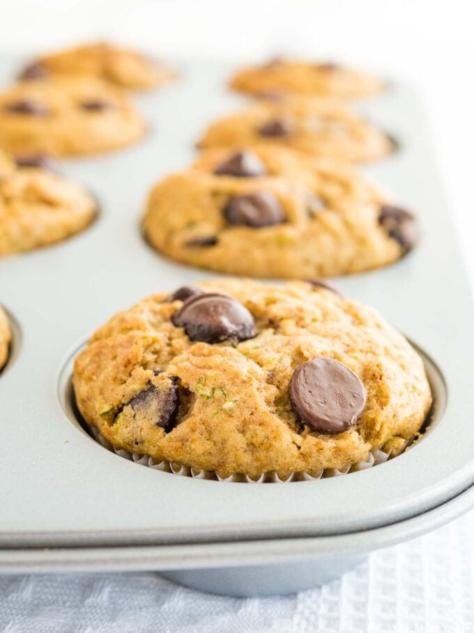 Zucchini Chocolate Chip Muffins Recipe (+ Tips to make them healthier)