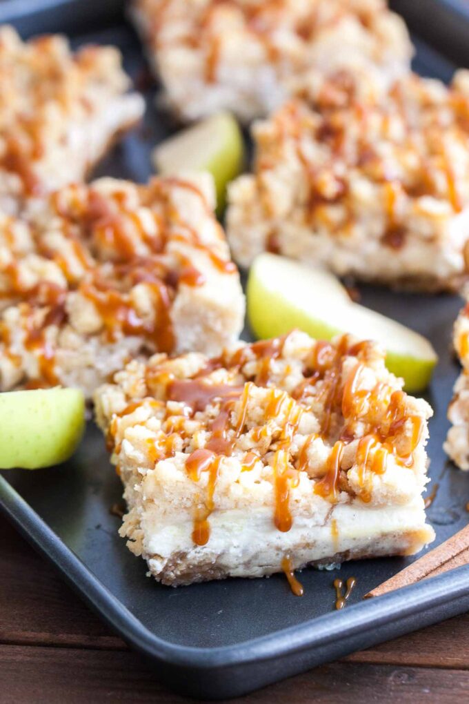 Caramel Apple Cheesecake Bars Plated Cravings