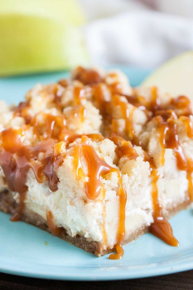 Caramel Apple Cheesecake Bars - Plated Cravings