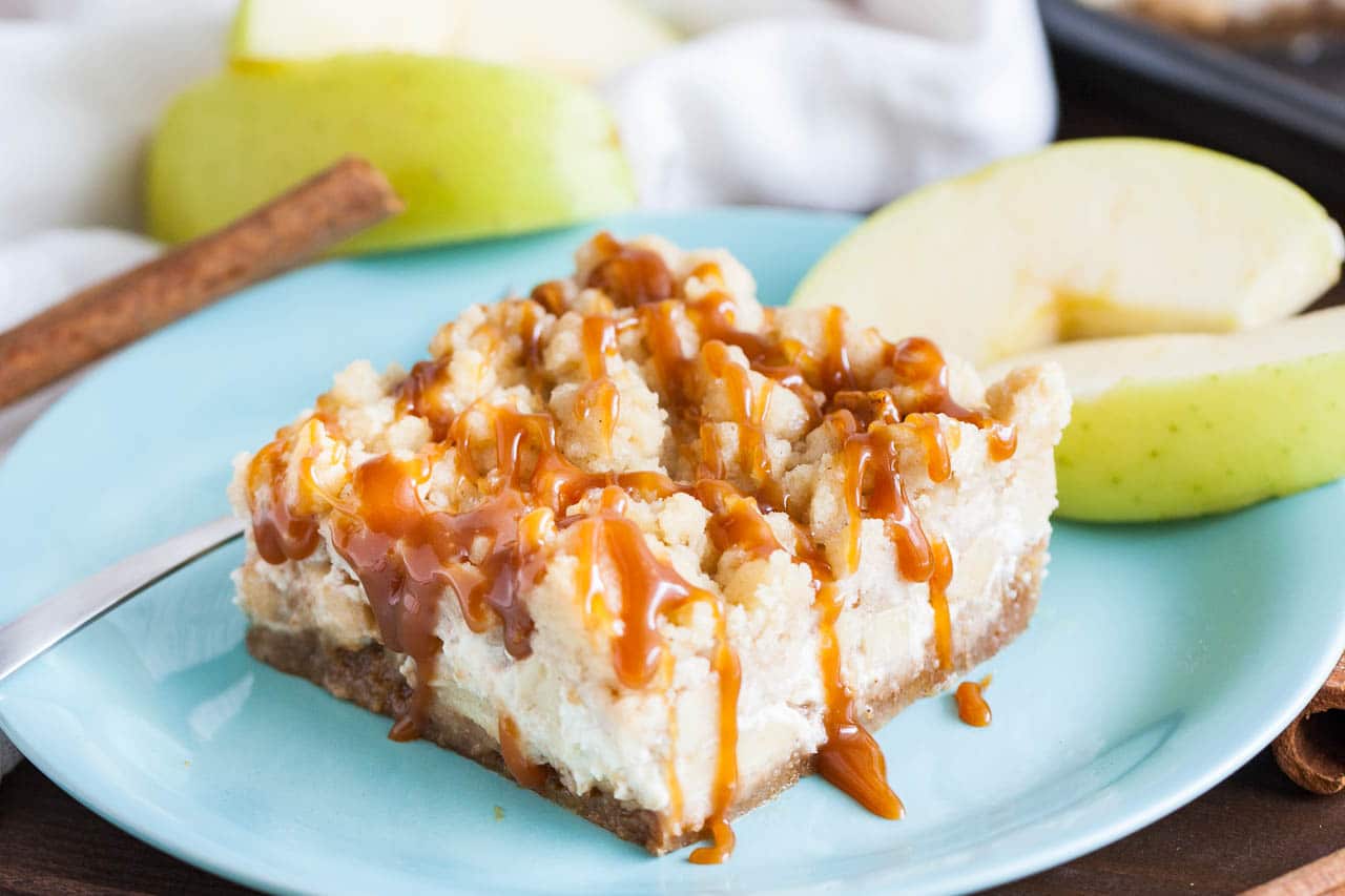 Caramel Apple Cheesecake Bars - Plated Cravings