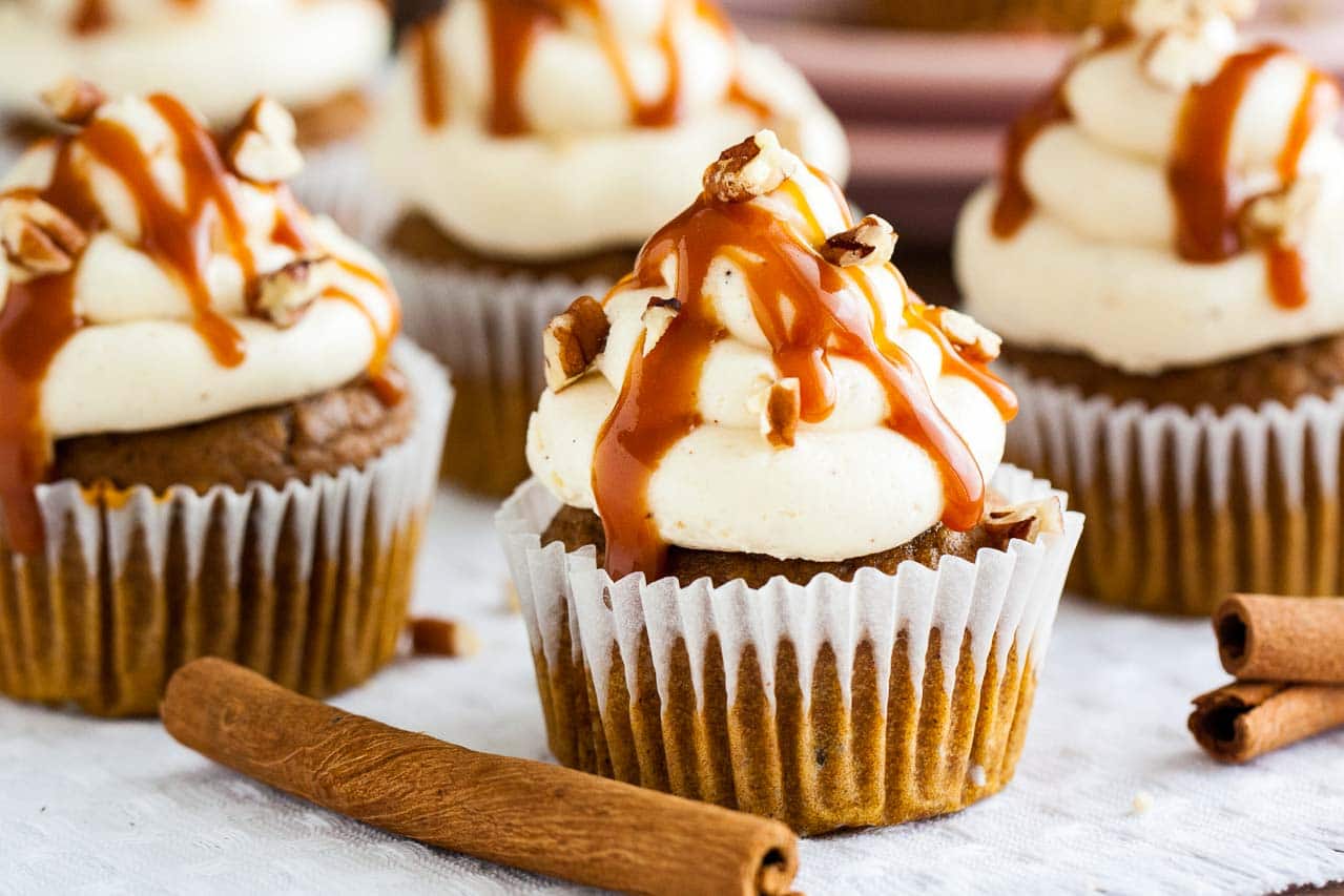 Pumpkin Cupcakes with easy Brown Butter Frosting Plated Pumpkin Cupcakes with easy Brown Butter Frosting Plated